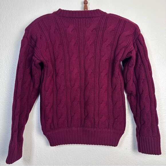 Rowen Rose Round Neck Knit Sweater in Bordeaux Size S - Picture 9 of 9